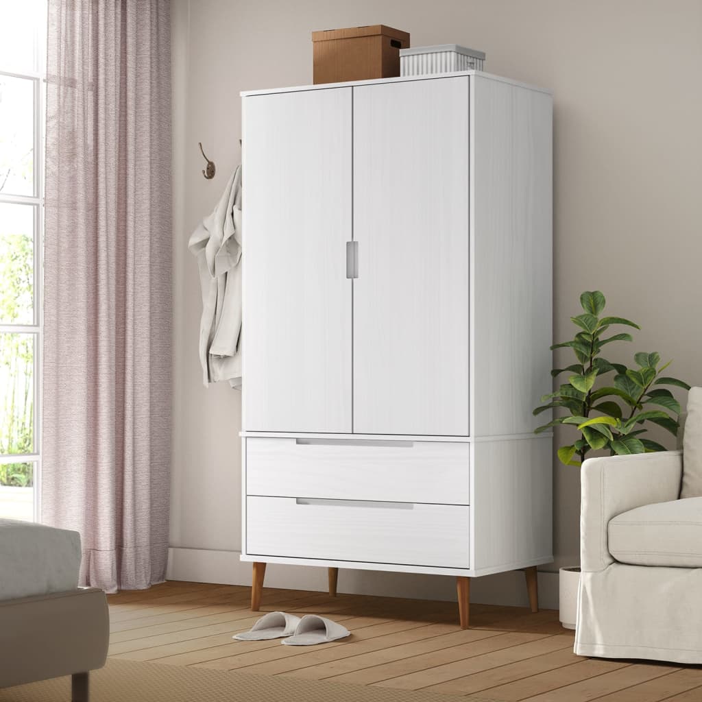 Kleiderschrank MOLDE Braun 90x55x175 cm Massivholz Kiefer