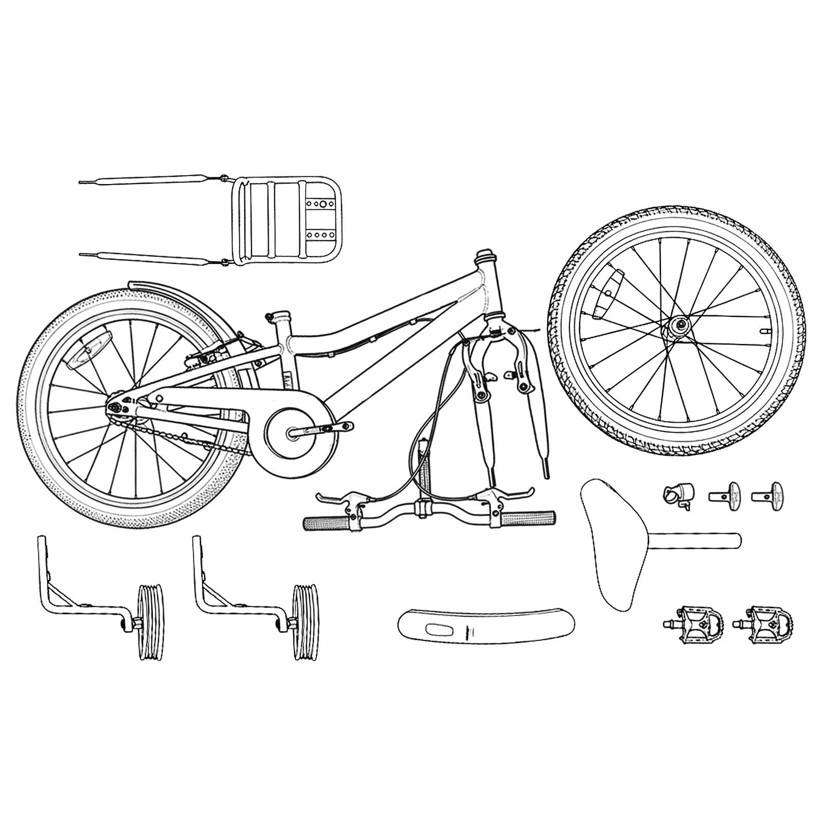 Kinderfahrrad 12 Zoll für 2-4 Jahre alt Orange Schwarz