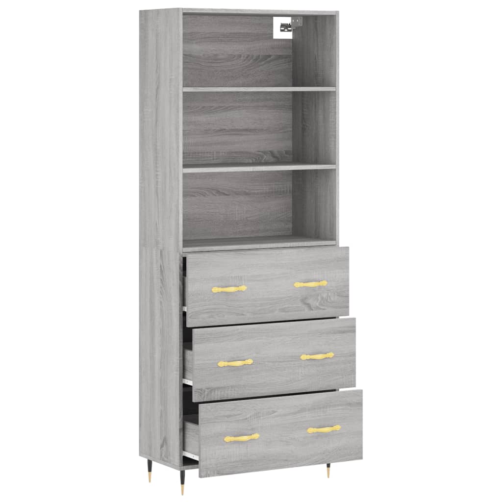 Highboard Betongrau 69,5x34x180 cm Holzwerkstoff