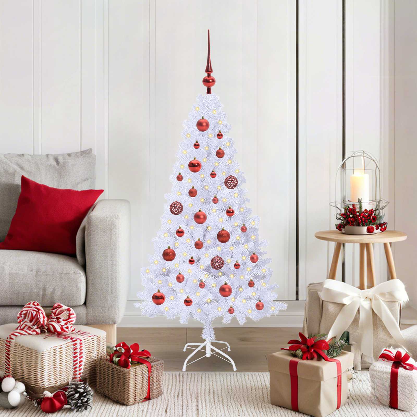 Künstlicher Weihnachtsbaum Weiß 120 cm PVC und Stahl
