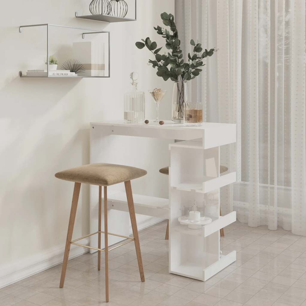 Bartisch mit Regal Weiß 100x50x101,5 cm Holzwerkstoff