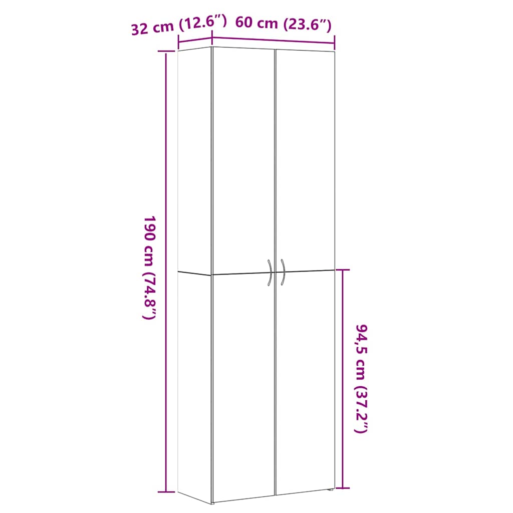 Aktenschrank Weiß 60x32x153 cm Holzwerkstoff