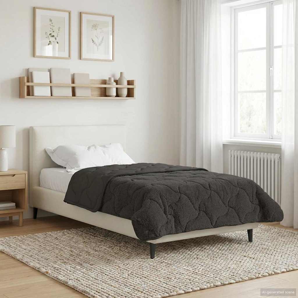 Ganzjahresbettdecke Gepolstert Anthrazit 135 x 200 cm