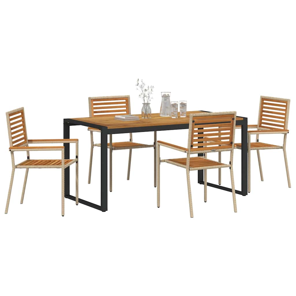 Garten Essgruppe 5 pcs Schwarz und Braun Poly-Rattan