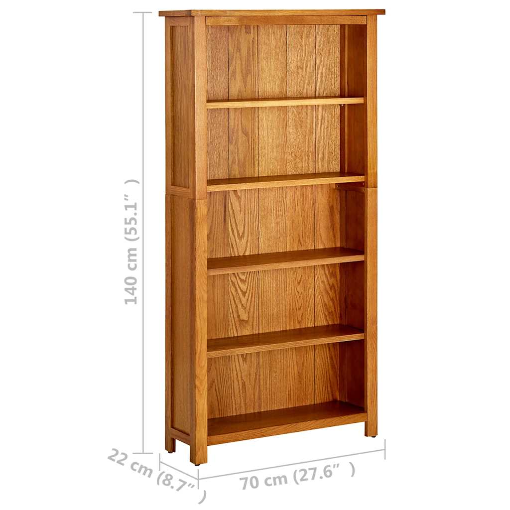 Bücherregal 3 Fächer 70x22,5x82 cm Massivholz Eiche