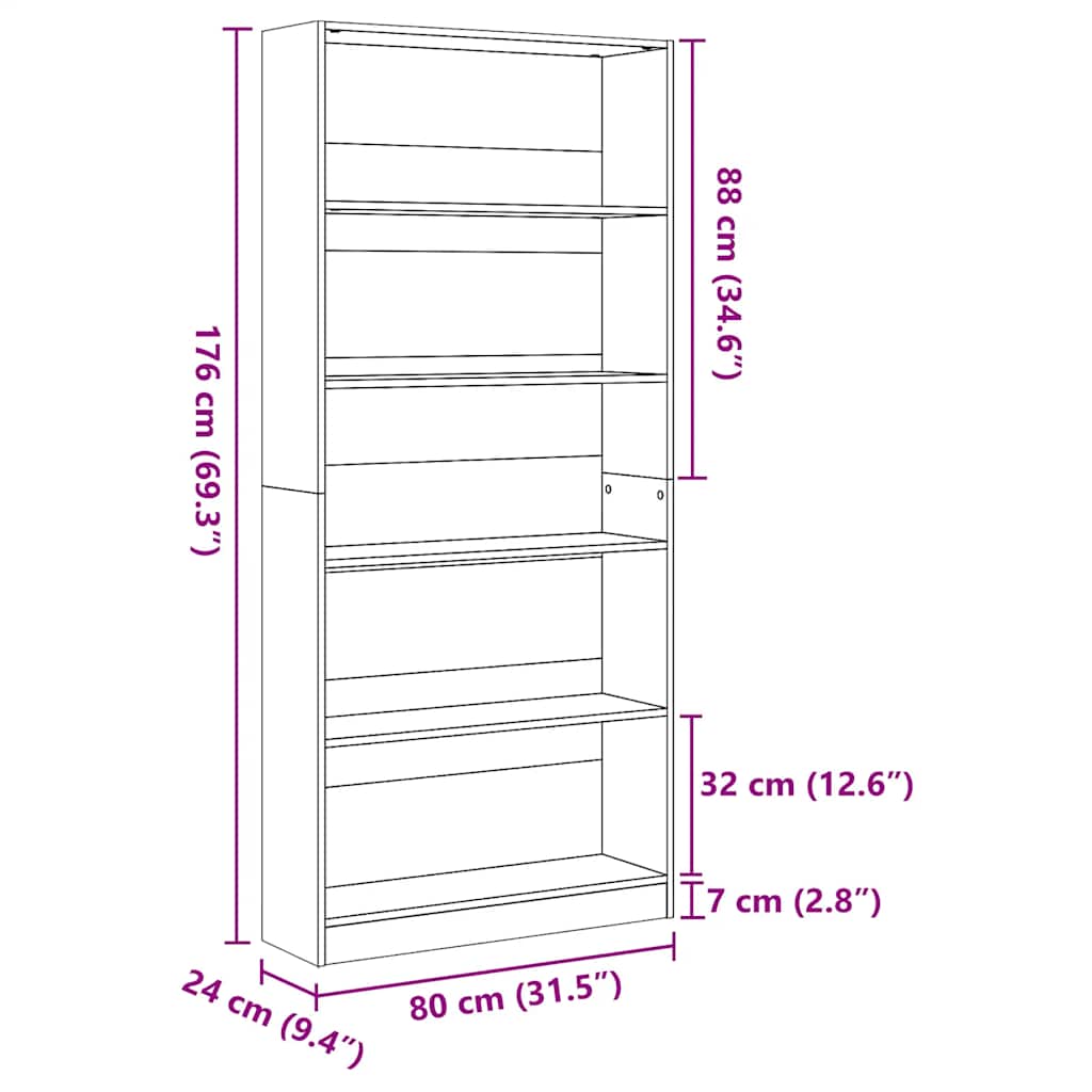 Bücherregal Weiß 40x24x75 cm Holzwerkstoff