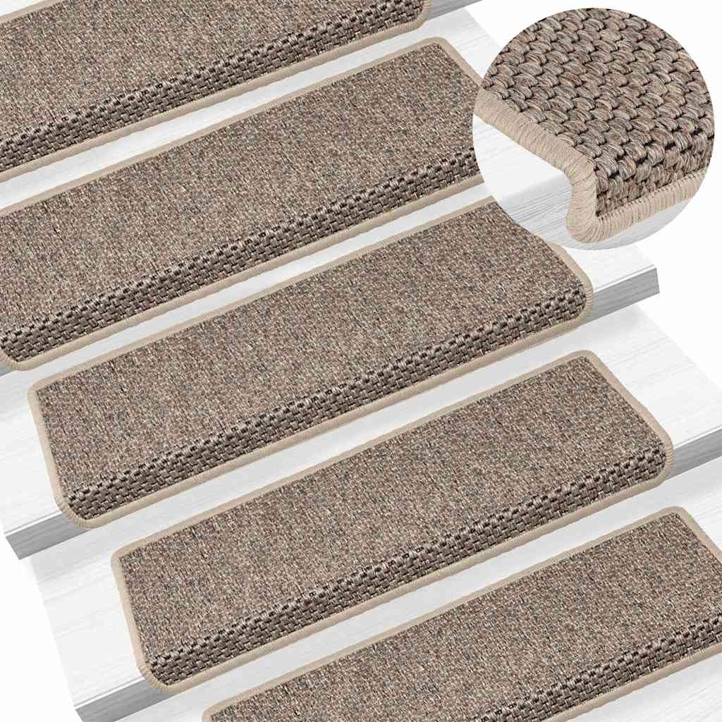 Treppenmatten Selbstklebend Sisal-Look 15 Stk. 65x21x4 Platina
