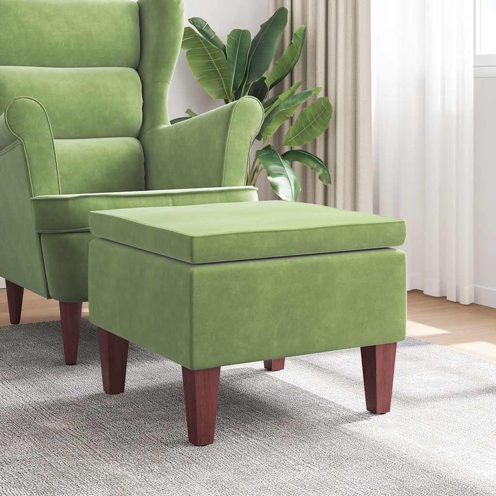 Hocker mit Holzbeinen Dunkelgrau Samt
