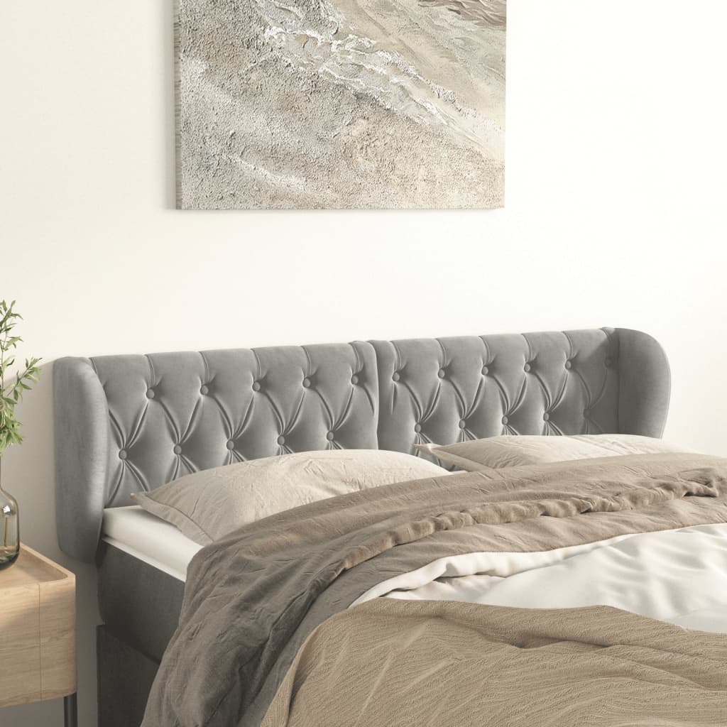 Kopfteil mit Ohren Dunkelblau 93x23x78/88 cm Samt