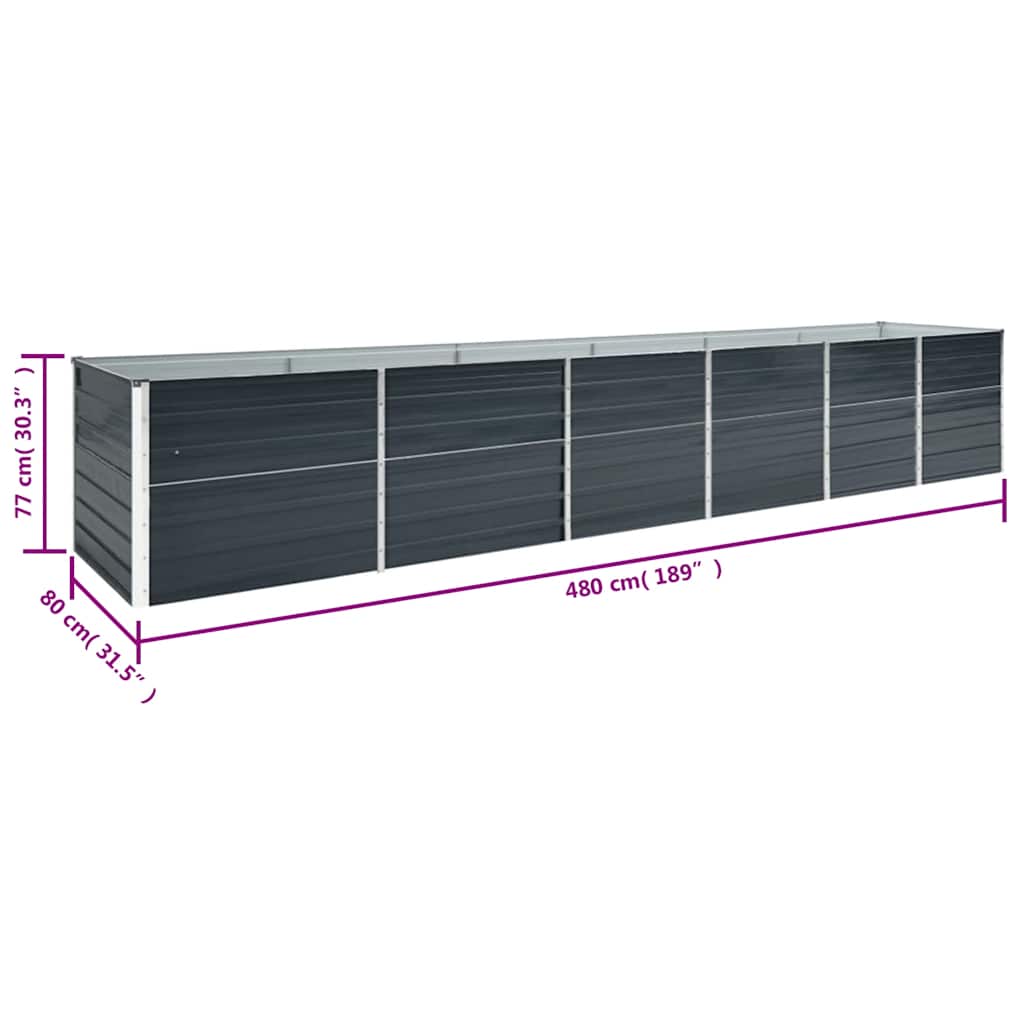 Hochbeet Anthrazit 160 x 80 x 77 cm Verzinkter Stahl