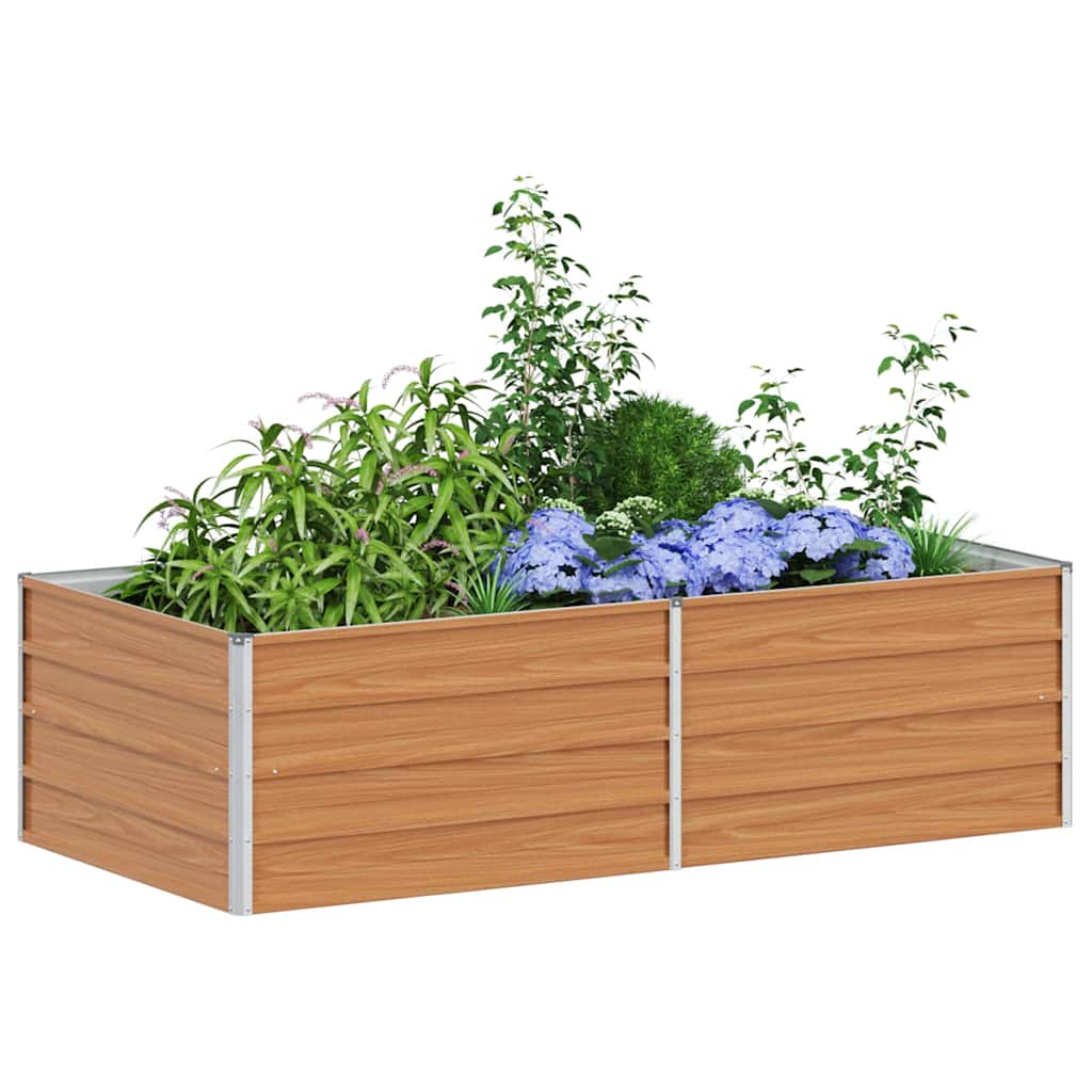 Hochbeet Hellbraun 100 x 100 x 77 cm Verzinkter Stahl