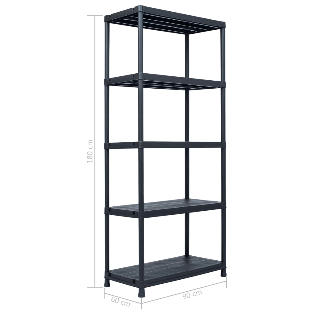 Lagerregale 2 Stk. Schwarz 60 x 30 x 138 cm Kunststoff