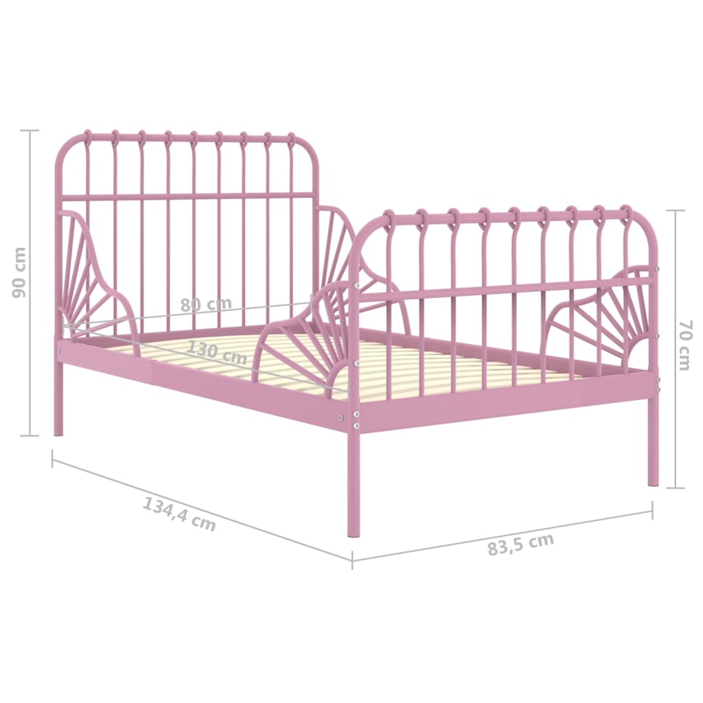 Ausziehbett Schwarz Metall 80x130/200 cm