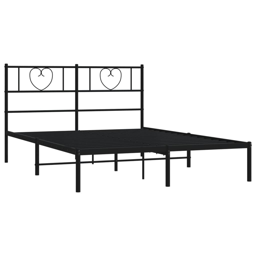 Bettgestell mit Kopfteil Metall Schwarz 100x190 cm