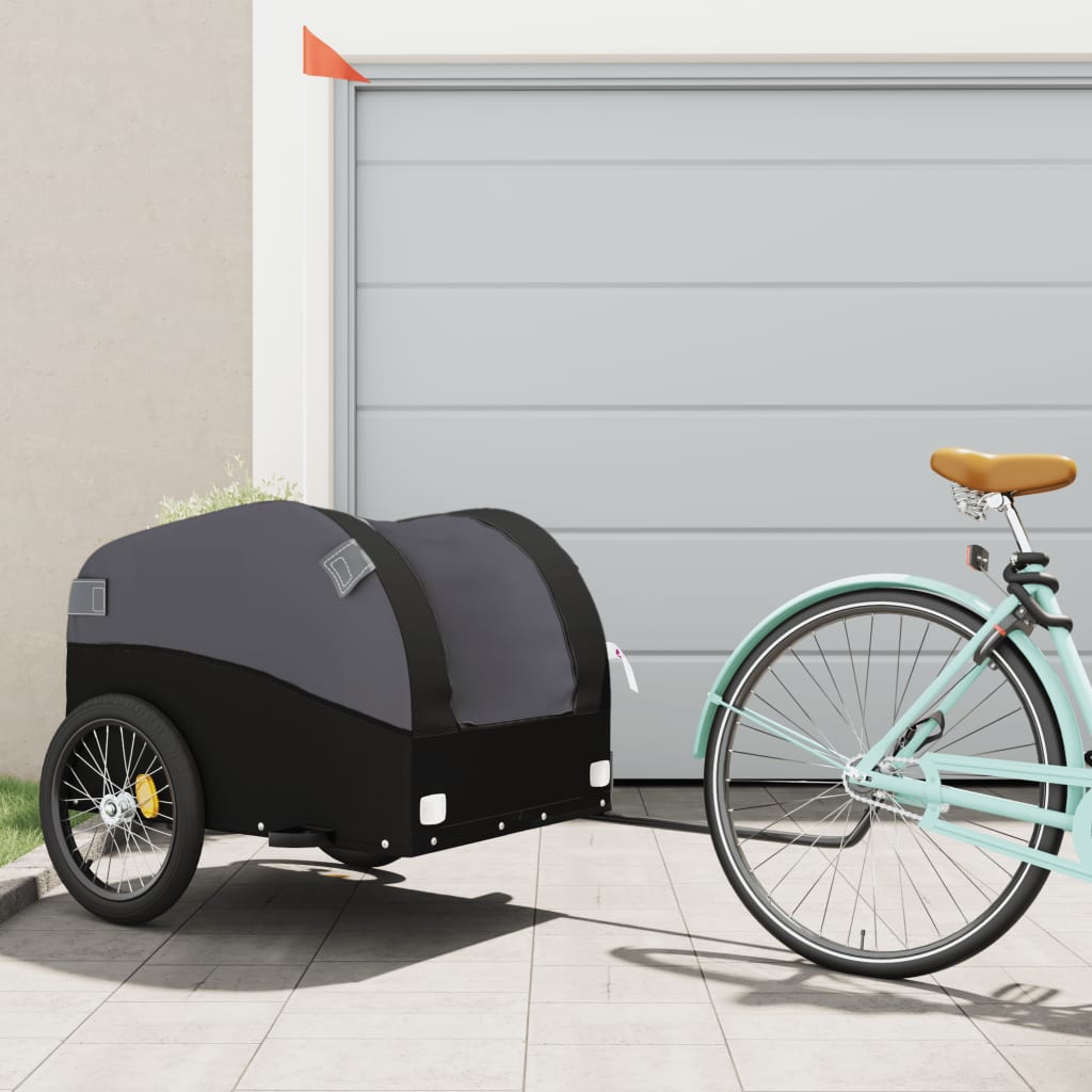 Fahrradanhänger Schwarz und Orange 30 kg Eisen