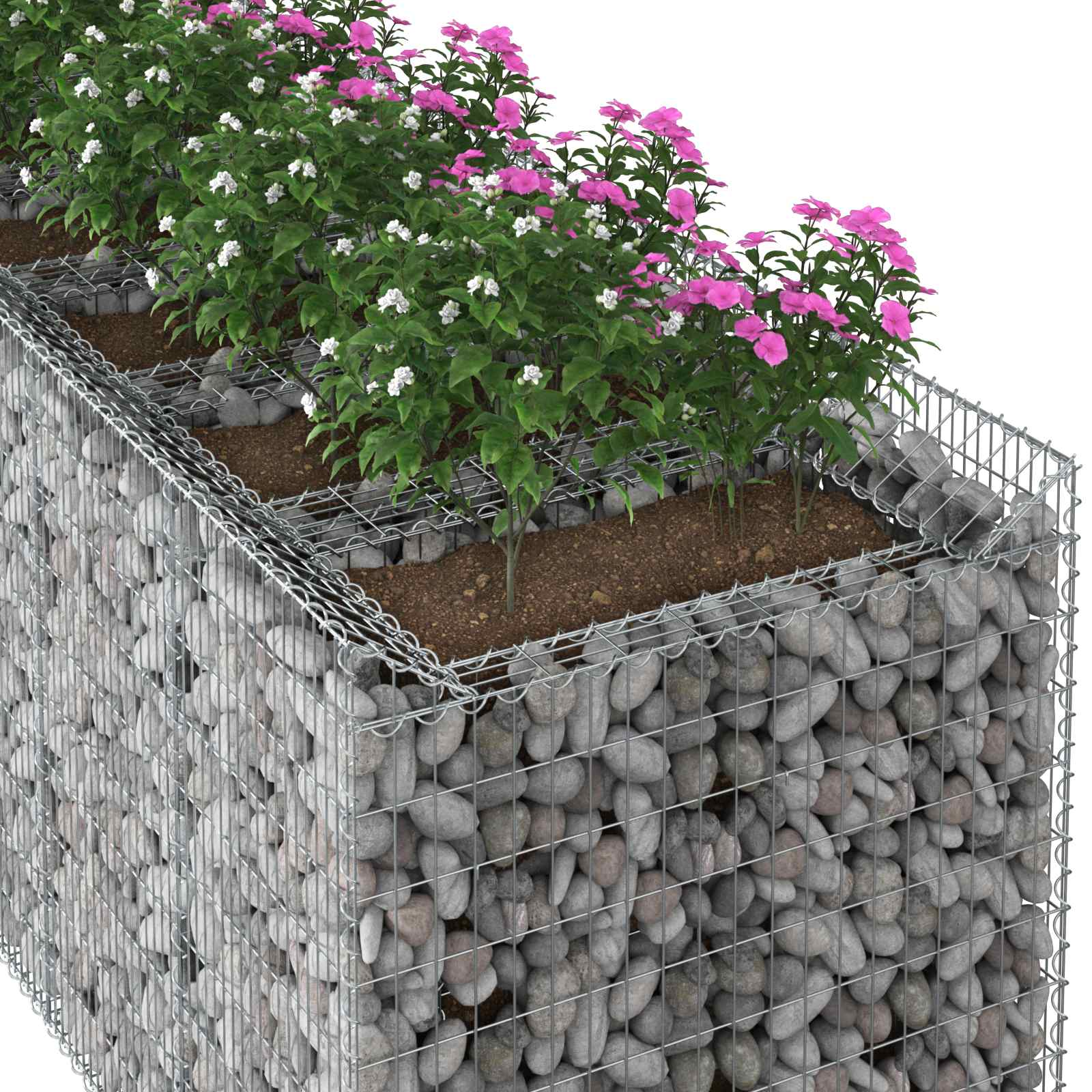 Gabionen-Hochbeet 2 pcs Silber