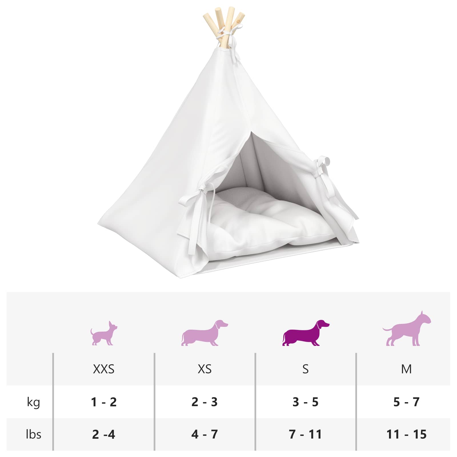 Haustier-Tipi mit Kissen Weiß 40 x 40 x 50 cm Polyester