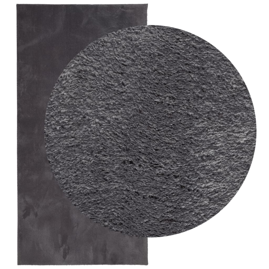 Teppich HUARTE Kurzflor Weich und Waschbar Anthrazit 60x110 cm