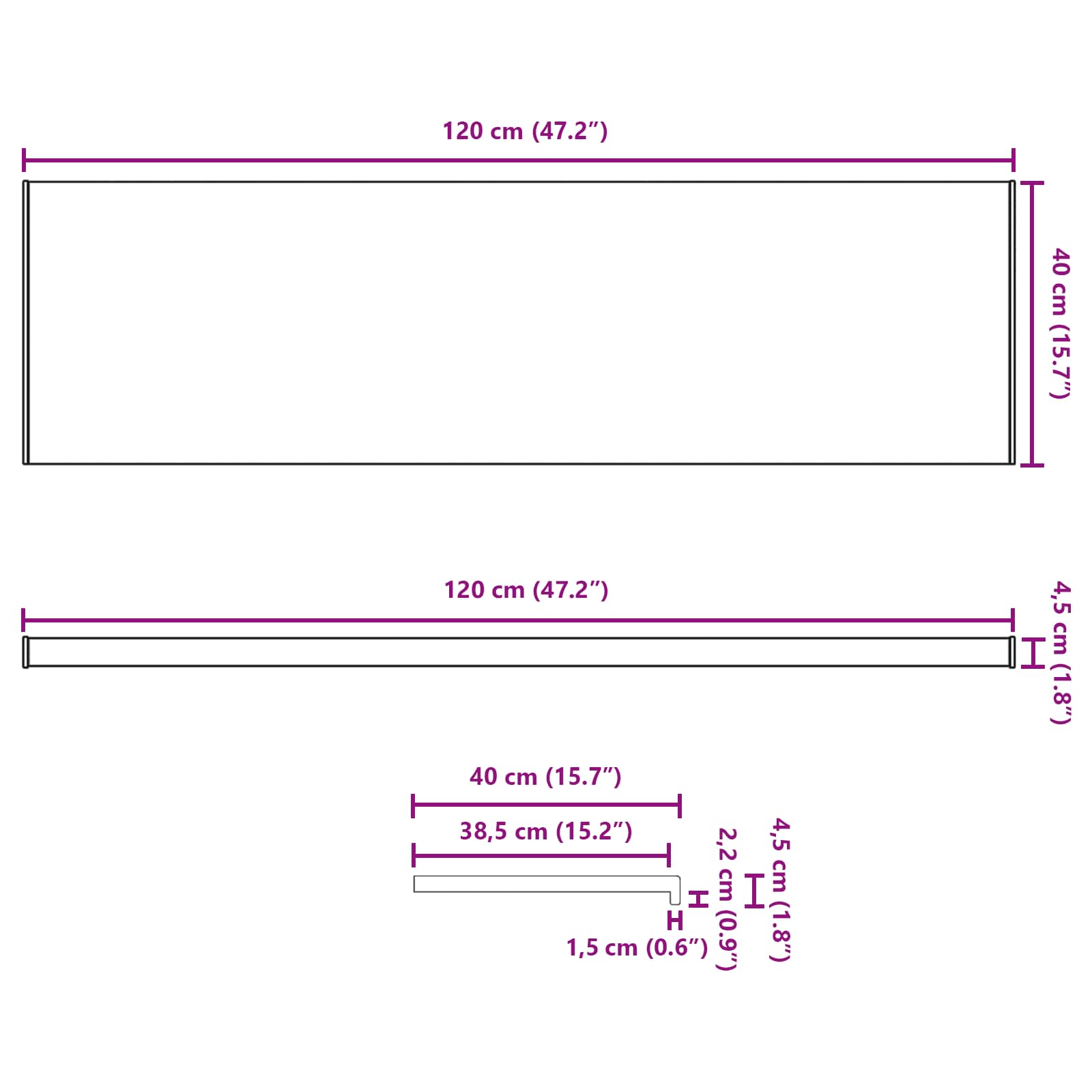 Fensterbank Weiß 60 x 10 x 4,5 cm PVC