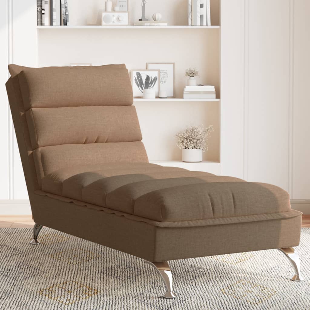 Chaiselongue mit Kissen Hellgrau Stoff