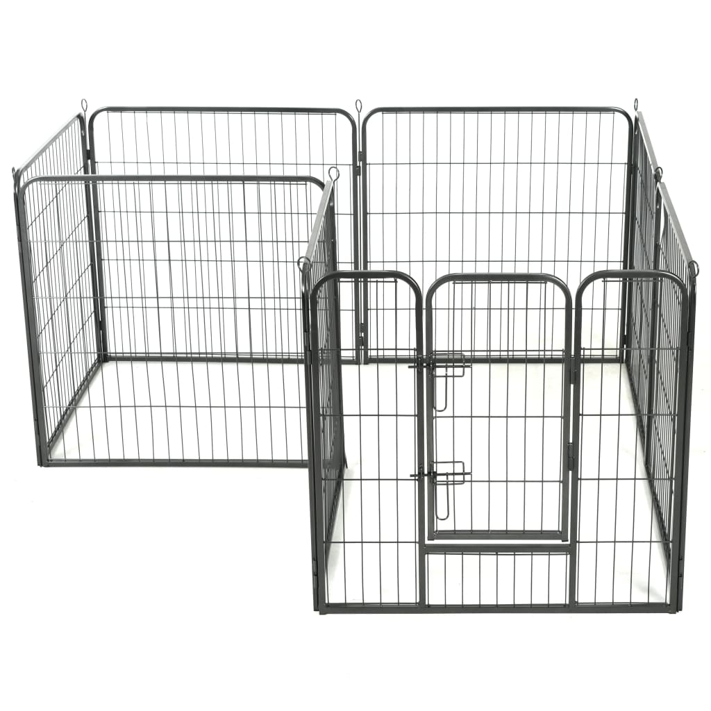 Hunde-Laufgitter 8 Paneele Stahl 60 x 80 cm Schwarz