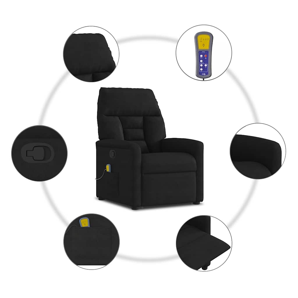 Massagesessel mit Aufstehhilfe Dunkelgrau Mikrofasergewebe