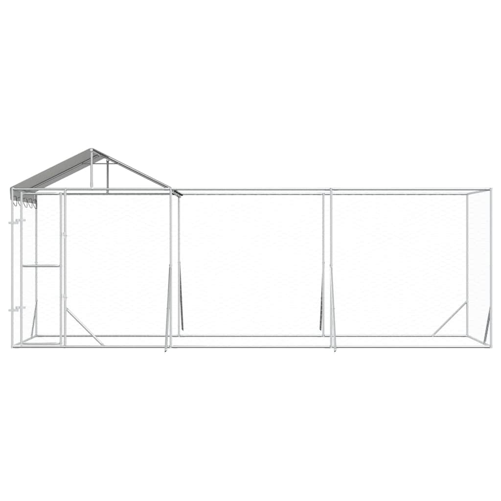 Outdoor-Hundezwinger mit Dach Silber 2x2x2,5 m Verzinkter Stahl