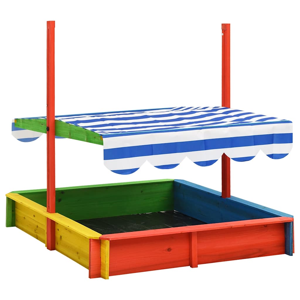 Sandkasten mit Verstellbarem Dach Tannenholz 115x115x115 cm