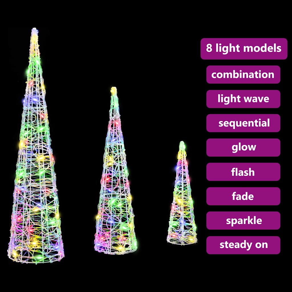 Weihnachtsbaum mit 90 LEDs 3 pcs Warmweiß 20 x 20 x 80 cm Acryl