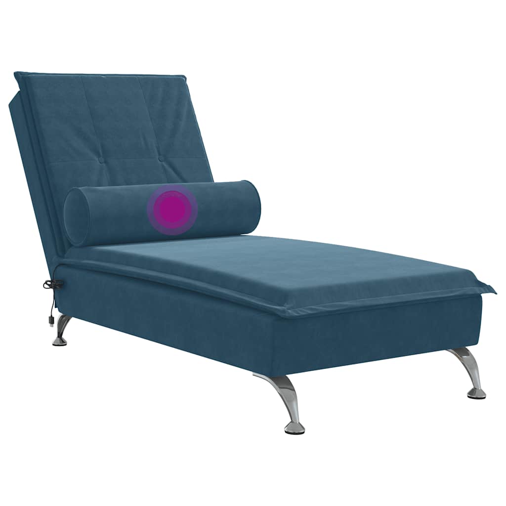 Massage-Chaiselongue mit Nackenrolle Hellgrau Samt