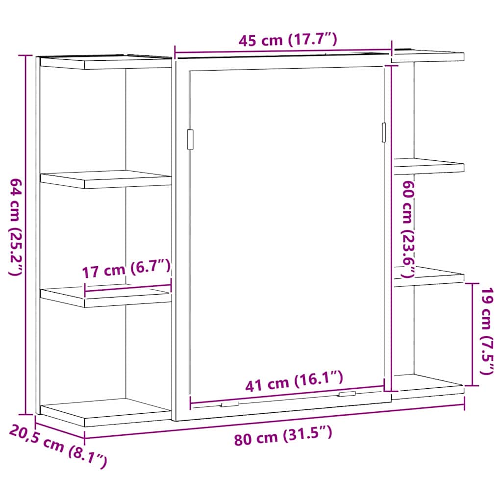 Bad-Spiegelschrank Weiß 80x20,5x64 cm Holzwerkstoff