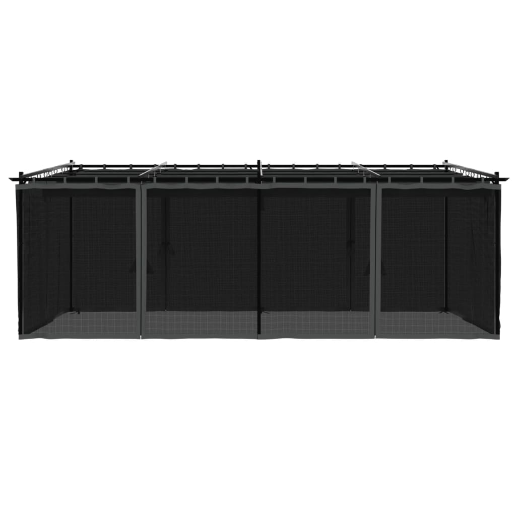 Pavillon mit Netzwände Creme 3x3 m Stahl