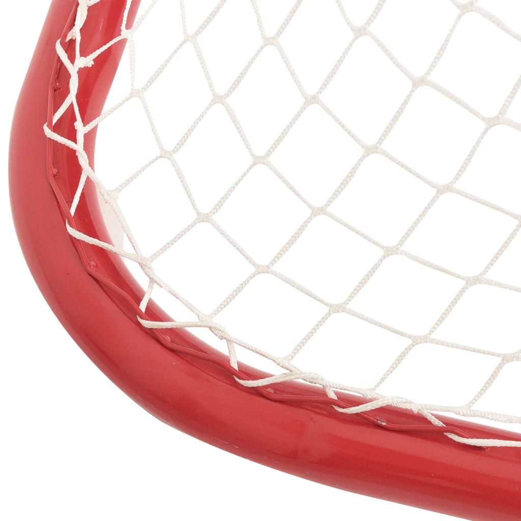 Hockeytor mit Netz Rot & Weiß 153x60x118 cm Stahl & Polyester