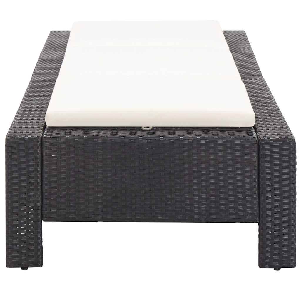 Sonnenliege mit Auflage Grau Poly Rattan