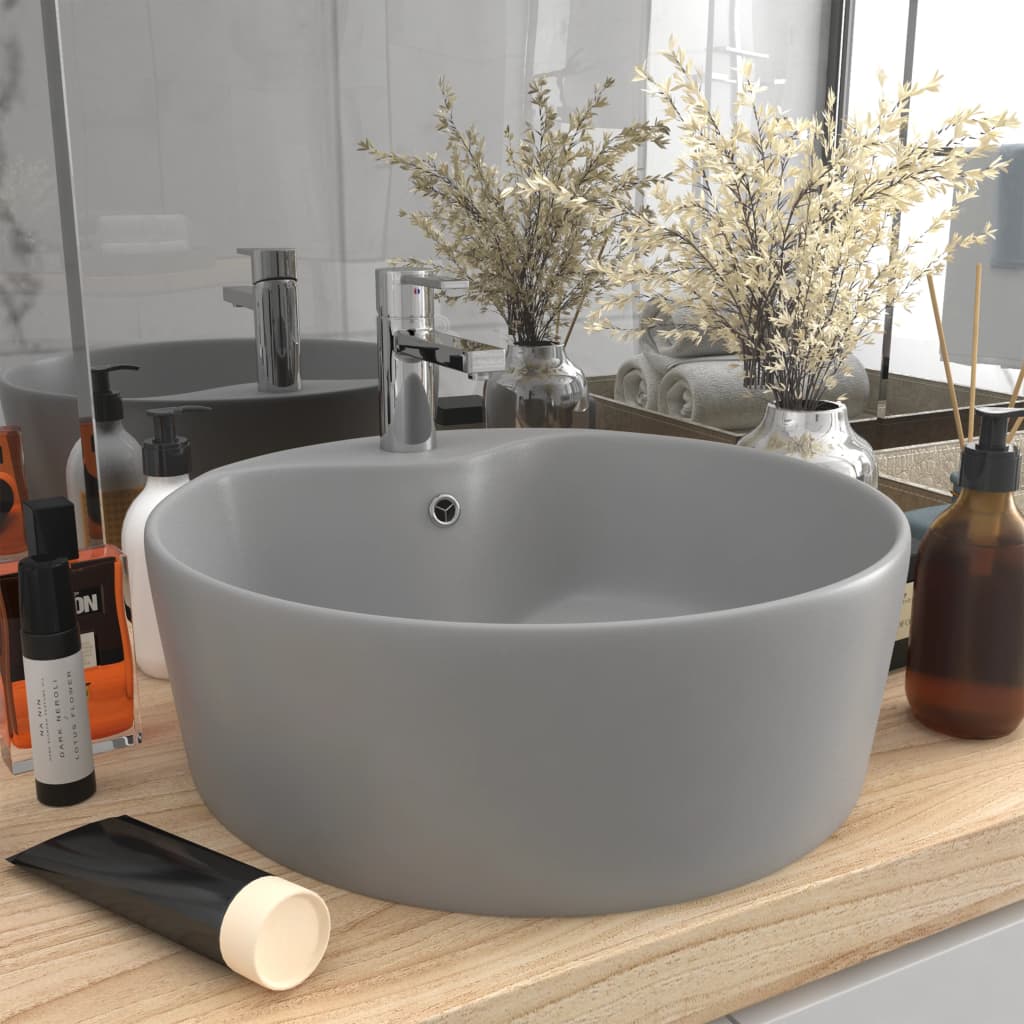Luxus-Waschbecken mit Überlauf Matt-Weiß 36x13 cm Keramik
