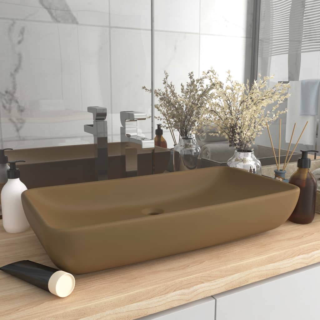 Luxus-Waschbecken Rechteckig Matt Weiß 71x38 cm Keramik