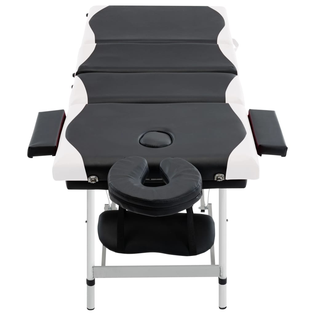 Massageliege Klappbar 4-Zonen Aluminiumgestell Schwarz und Rosa