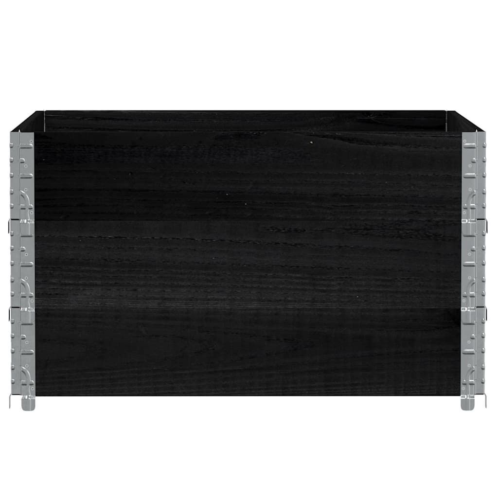 Paletten-Aufsatzrahmen Schwarz 80x60 cm Massivholz Kiefer