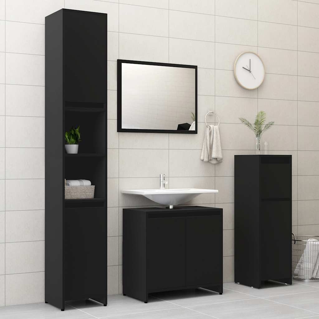 Badezimmerschrank Weiß 30x30x95 cm Holzwerkstoff