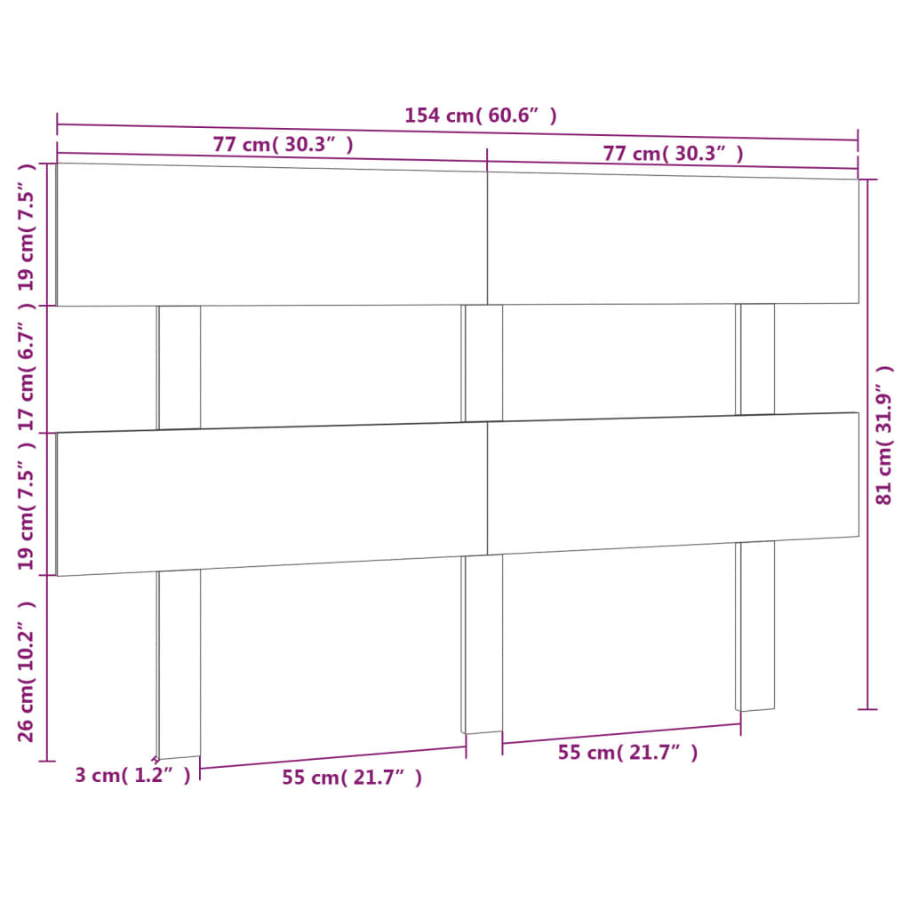Bett-Kopfteil 78,5x3x81 cm Massivholz Kiefer
