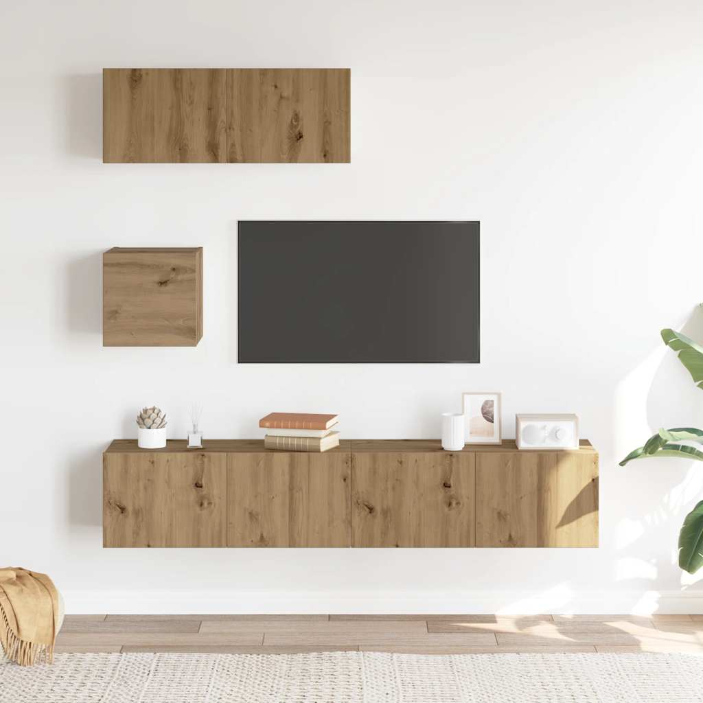 4-tlg. TV-Schrank-Set Weiß Holzwerkstoff
