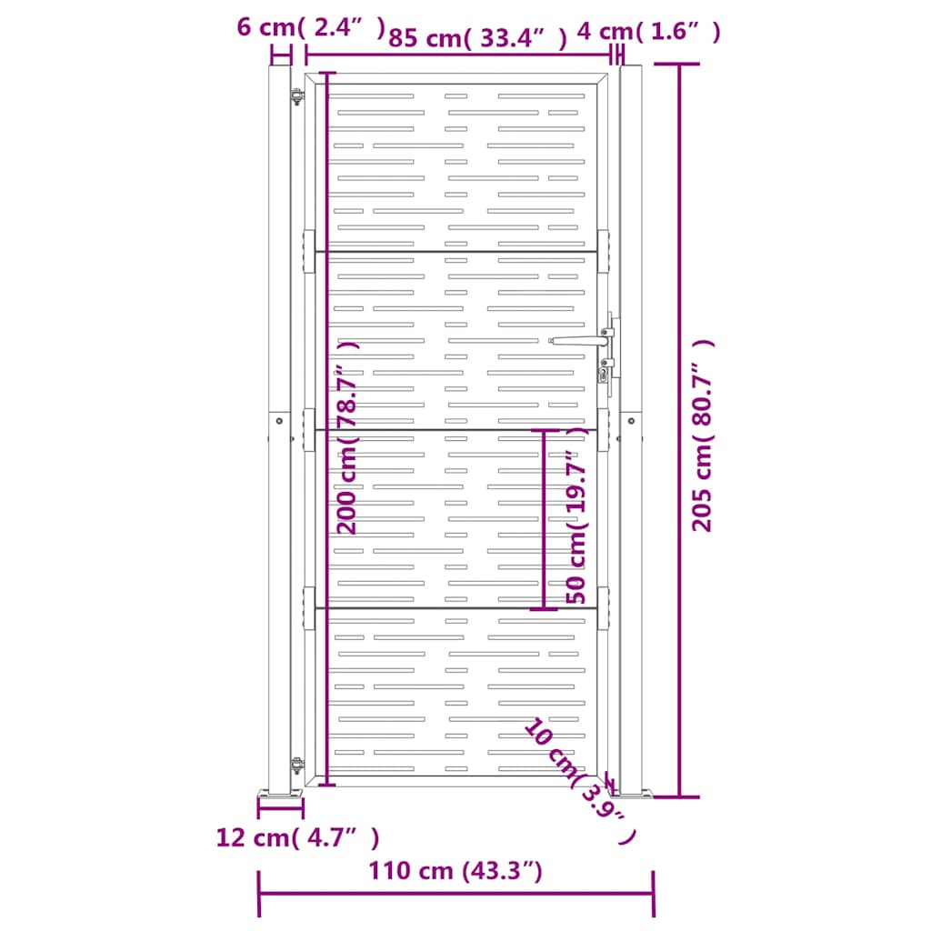 Gartentor Anthrazit 100x175 cm Stahl Quadratisches Design