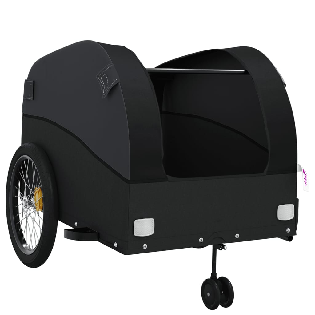Fahrradanhänger Schwarz und Orange 30 kg Eisen