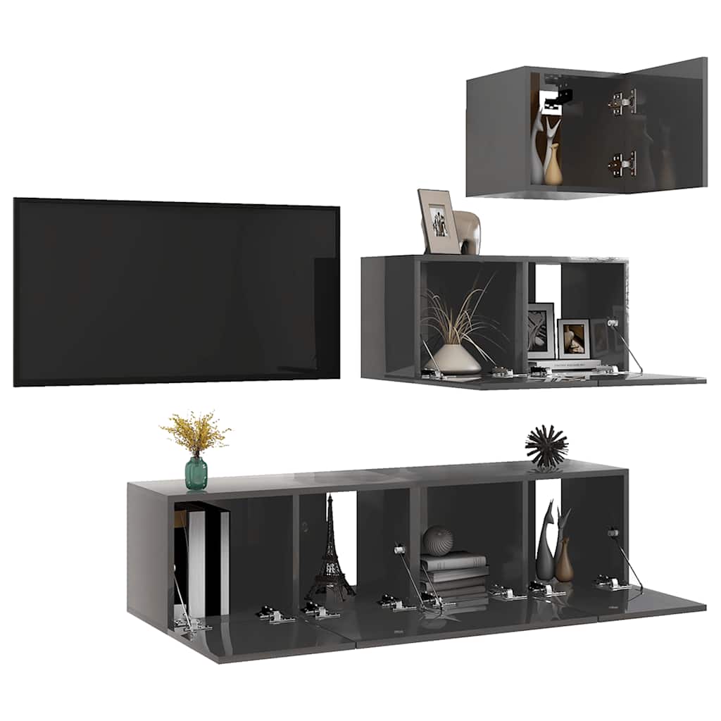 4-tlg. TV-Schrank-Set Weiß Holzwerkstoff