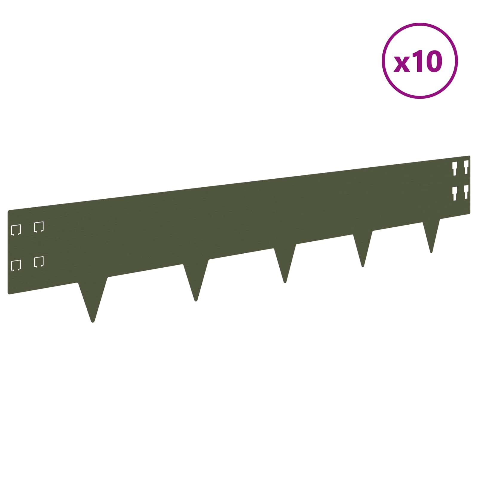 Raseneinfassung 10 pcs 100 x 12 cm Stahl Schwarz