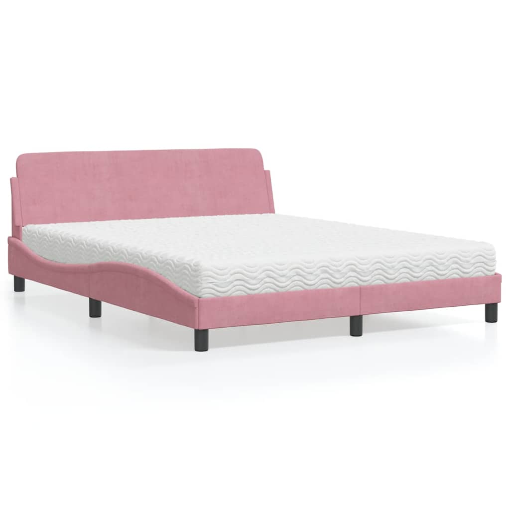 Bett mit Matratze "Dover" Hellgrau 80x200 cm Samt