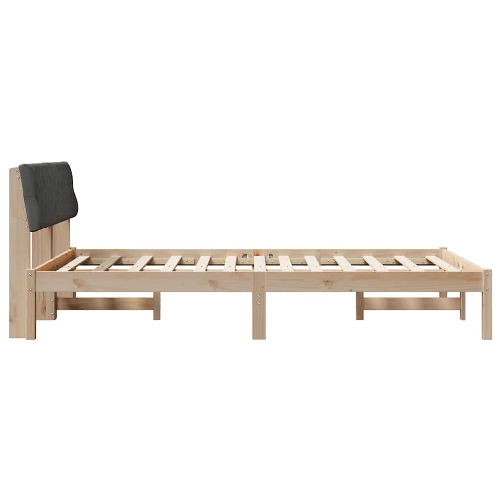 Bettgestell Braun und hellgrau 200 x 200 cm Massivholz Kiefer