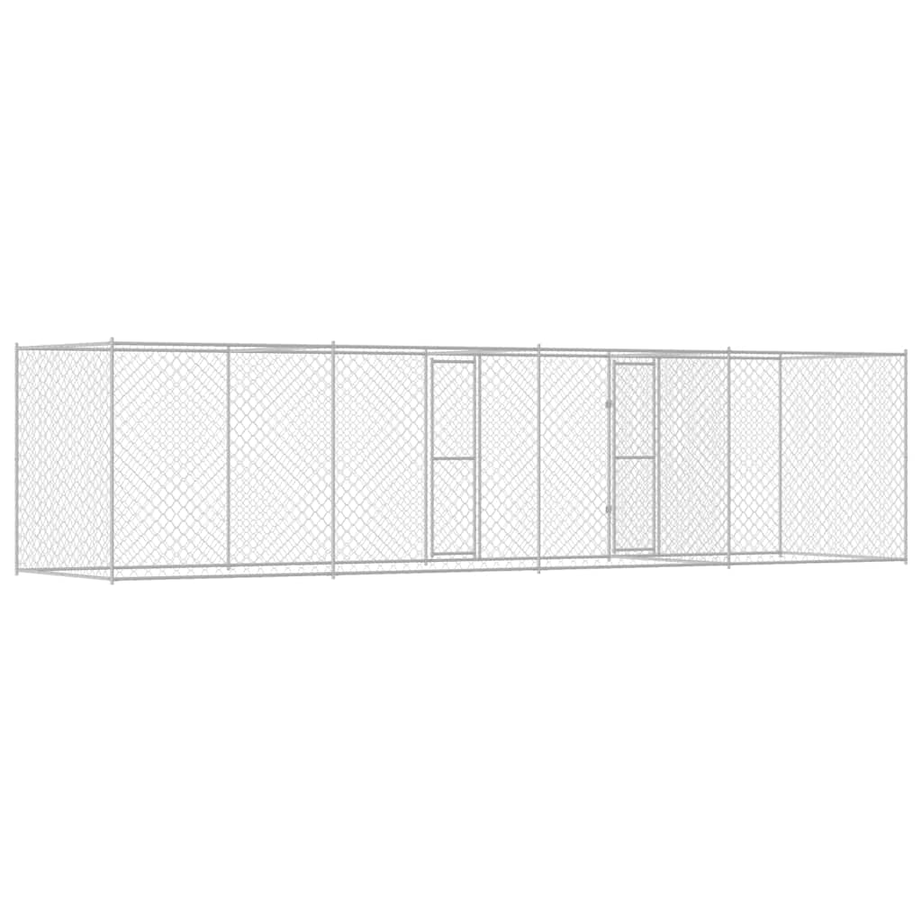 Hundezwinger mit Tür Grau 2x2x1,5 m Verzinkter Stahl