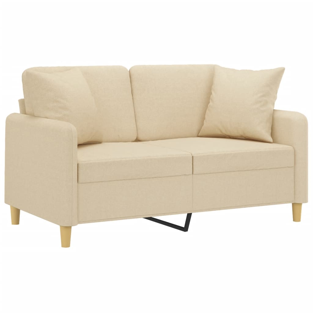 2-Sitzer-Sofa mit Zierkissen Braun 120 cm Stoff