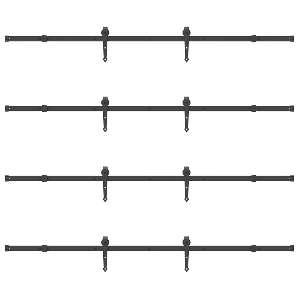 Schiebetürbeschlag-Set 152,5 cm Stahl Schwarz